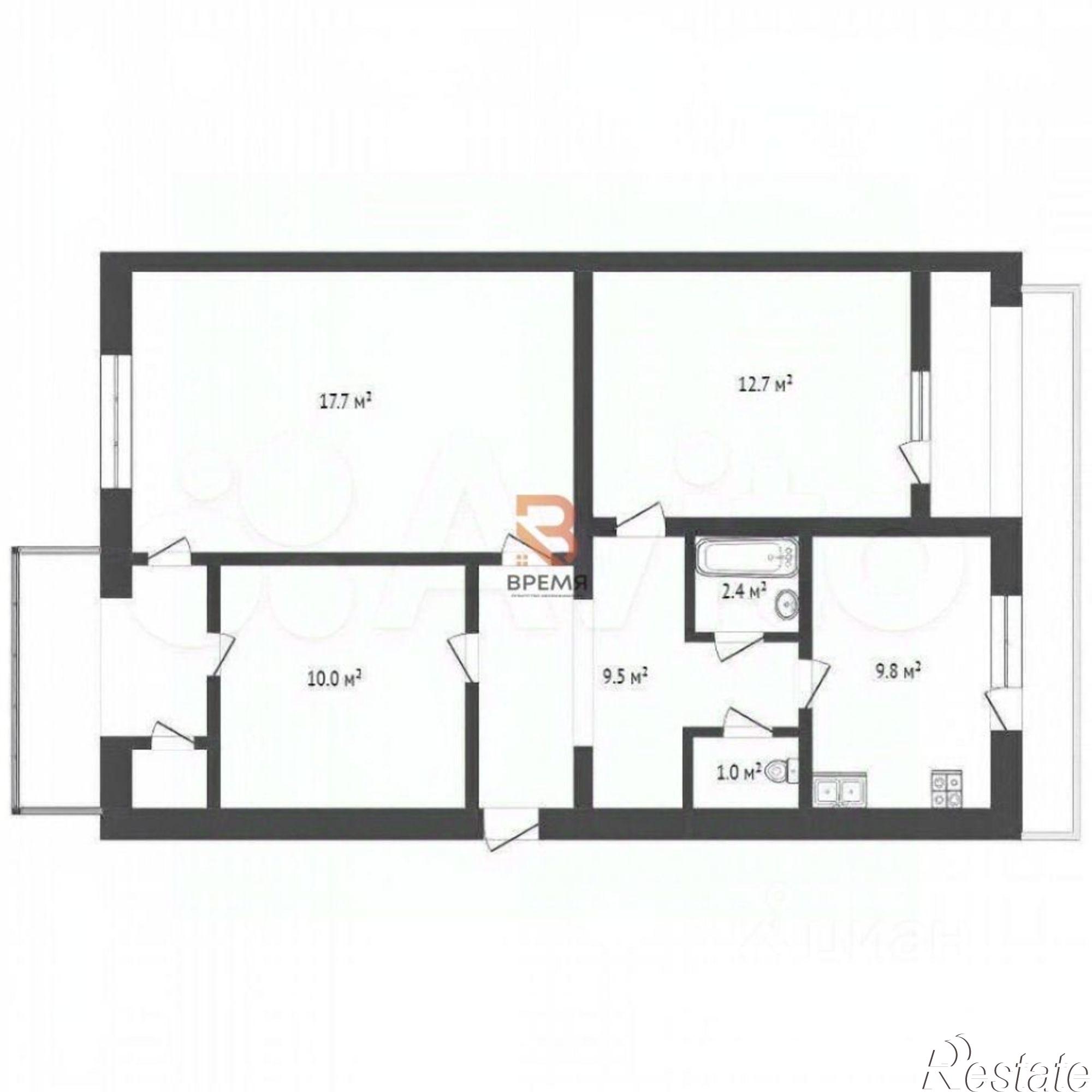 Купить квартиру за 9 850 000 рублей на ул Хрусталева, 73