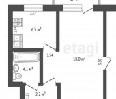 2-комн, 42кв м, этаж 3/3 улица Казаса, 9