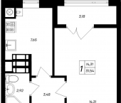 1-комн, 31 кв м, этаж 7/9 Симферопольский район