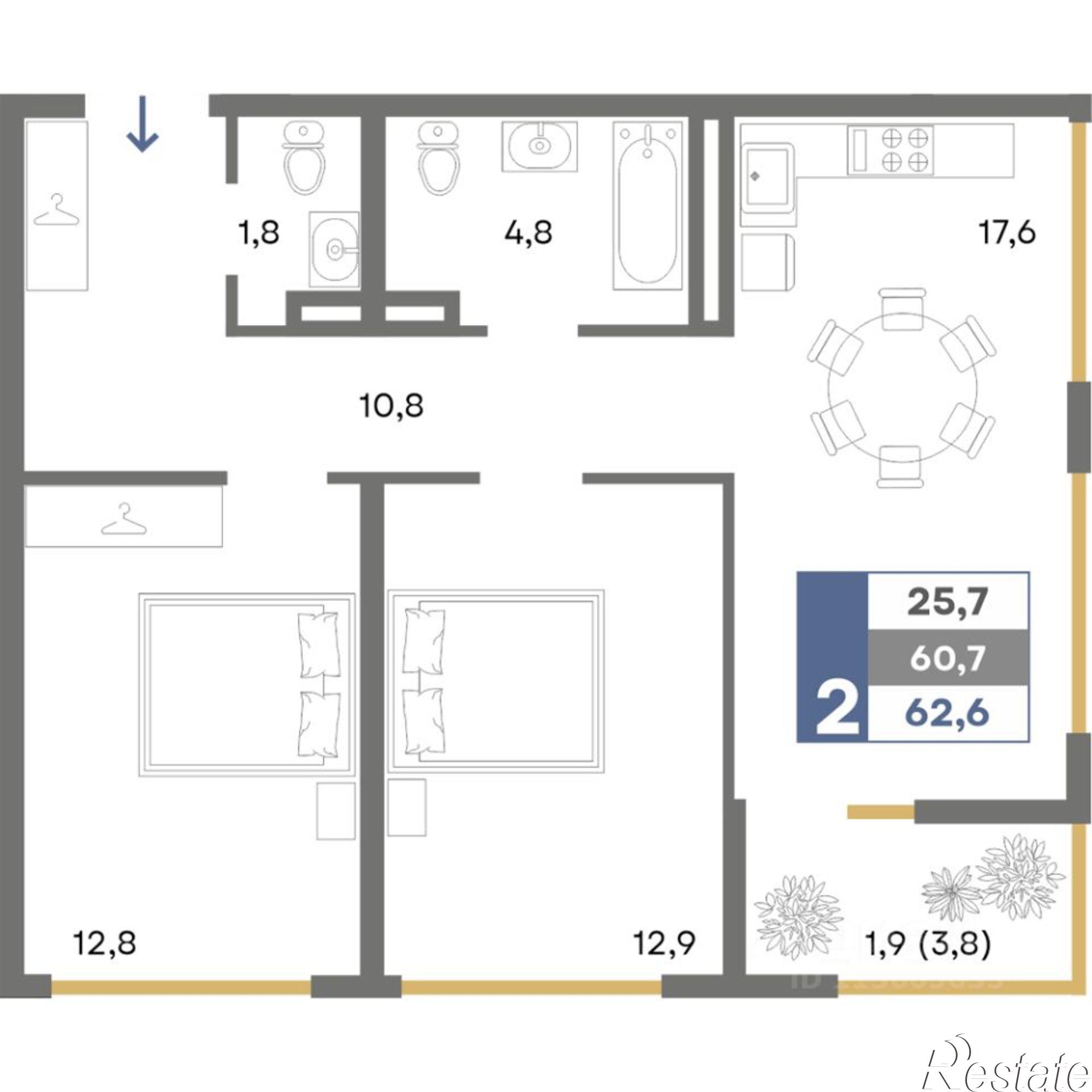 Купить квартиру за 8 826 600 рублей на городской округ Симферополь