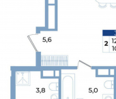 2-комн, 123 кв м, этаж 18/21 ул Октябрьская, 10