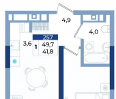 1-комн, 49 кв м, этаж 11/21 ул Октябрьская, 10