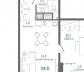 1-комн, 59 кв м, этаж 4/4 Морская улица