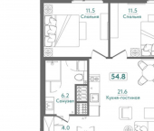 2-комн, 55 кв м, этаж 4/4 Морская улица