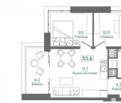 2-комн, 54 кв м, этаж 3/4 Морская улица