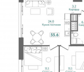 2-комн, 56 кв м, этаж 4/4 Морская улица