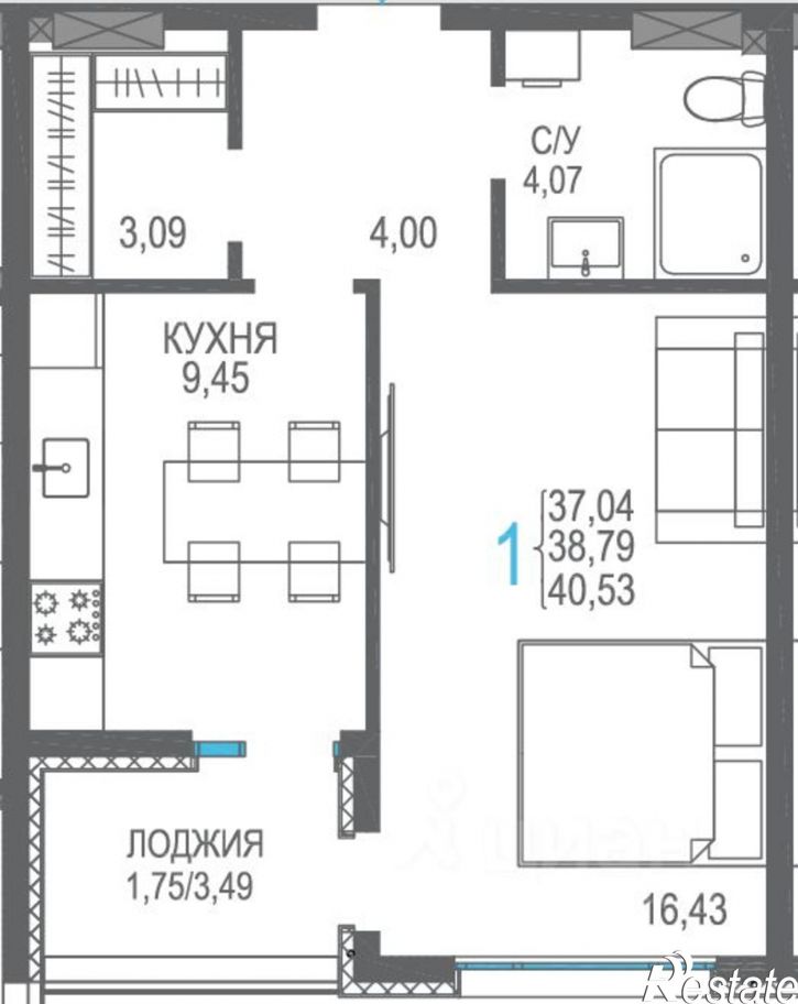1-комн квартира в новом доме Сакский район