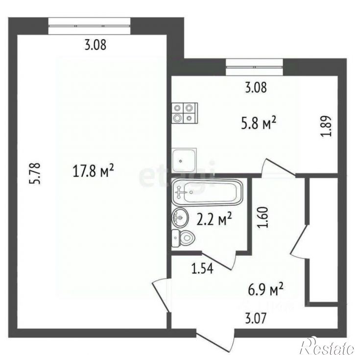 1-комн квартира Ленинский район, Щёлкино, 78в3