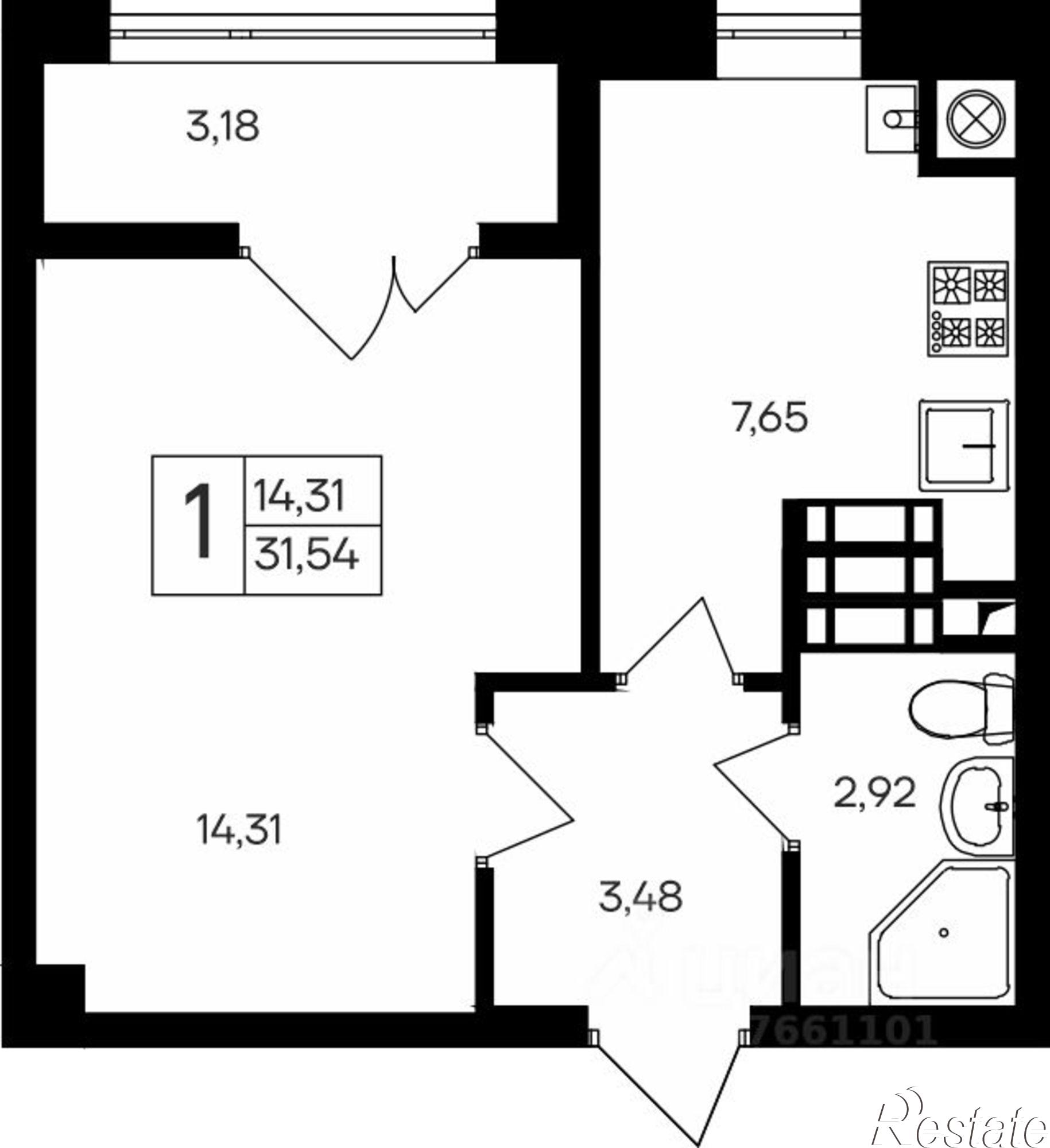 Купить квартиру за 4 888 700 рублей на ул Парковая, 2 3