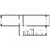 2-комн, 45кв м, этаж 2/6 проспект Генерала Острякова, 131