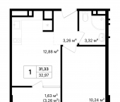 1-комн, 32 кв м, этаж 8/8 ул Донецкая, 3