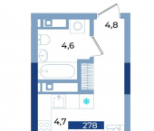 1-комн, 34 кв м, этаж 13/21 ул Октябрьская, 10
