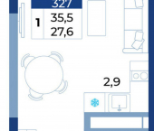 1-комн, 36 кв м, этаж 18/21 ул Октябрьская, 10