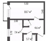 1-комн, 35кв м, этаж 3/5 улица Цурцумия, 5