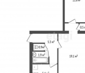 2-комн, 46кв м, этаж 5/5 Строительная улица, 39