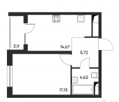1-комн, 45 кв м, этаж 1/4 Симферопольский район