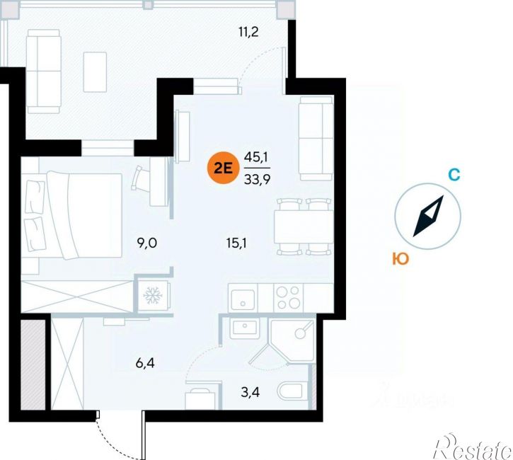 1-комн квартира в новом доме улица Аллея Дружбы, c10А,  д. c10А