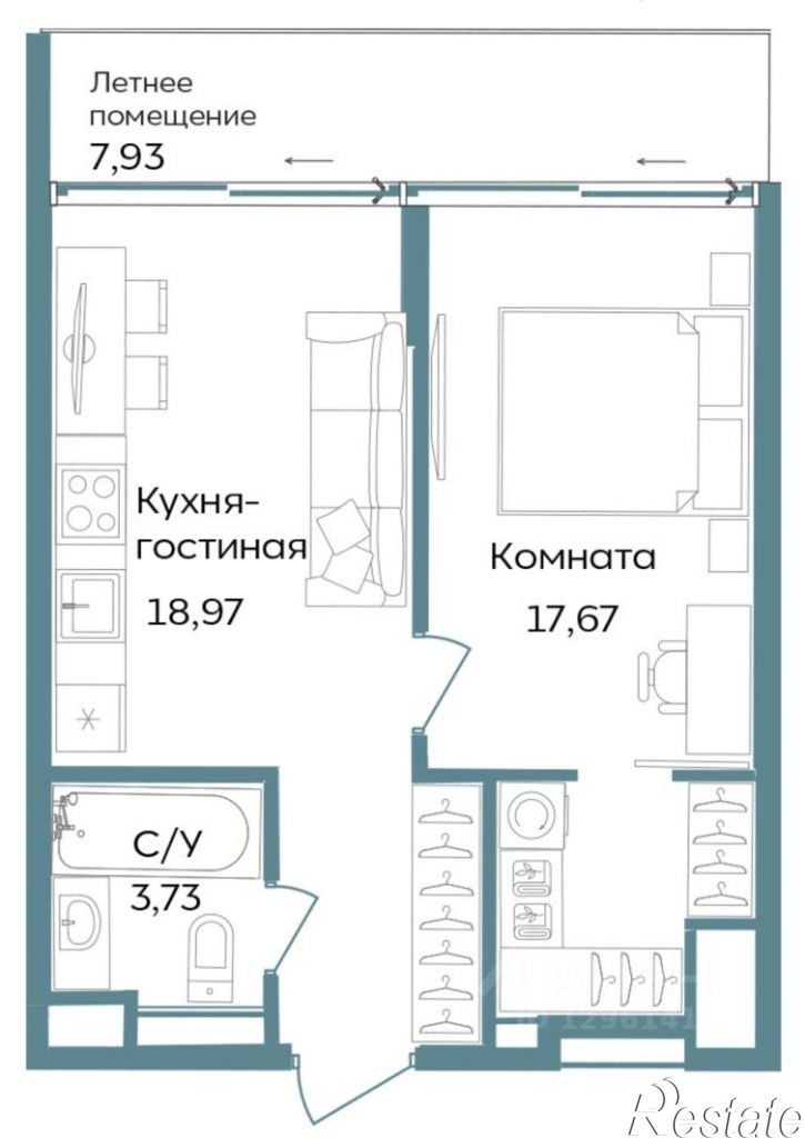 1-комн квартира в новом доме г. Саки, ул. Морская