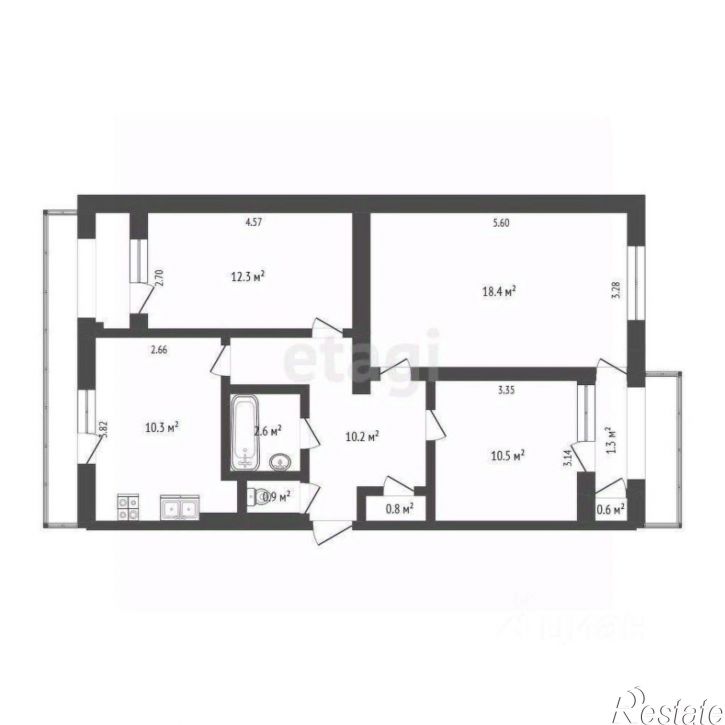 3-комн квартира проспект Победы, 35,  д. 35