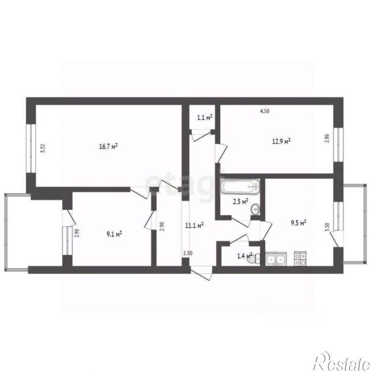 3-комн квартира ул Гоголя, 26,  д. 26