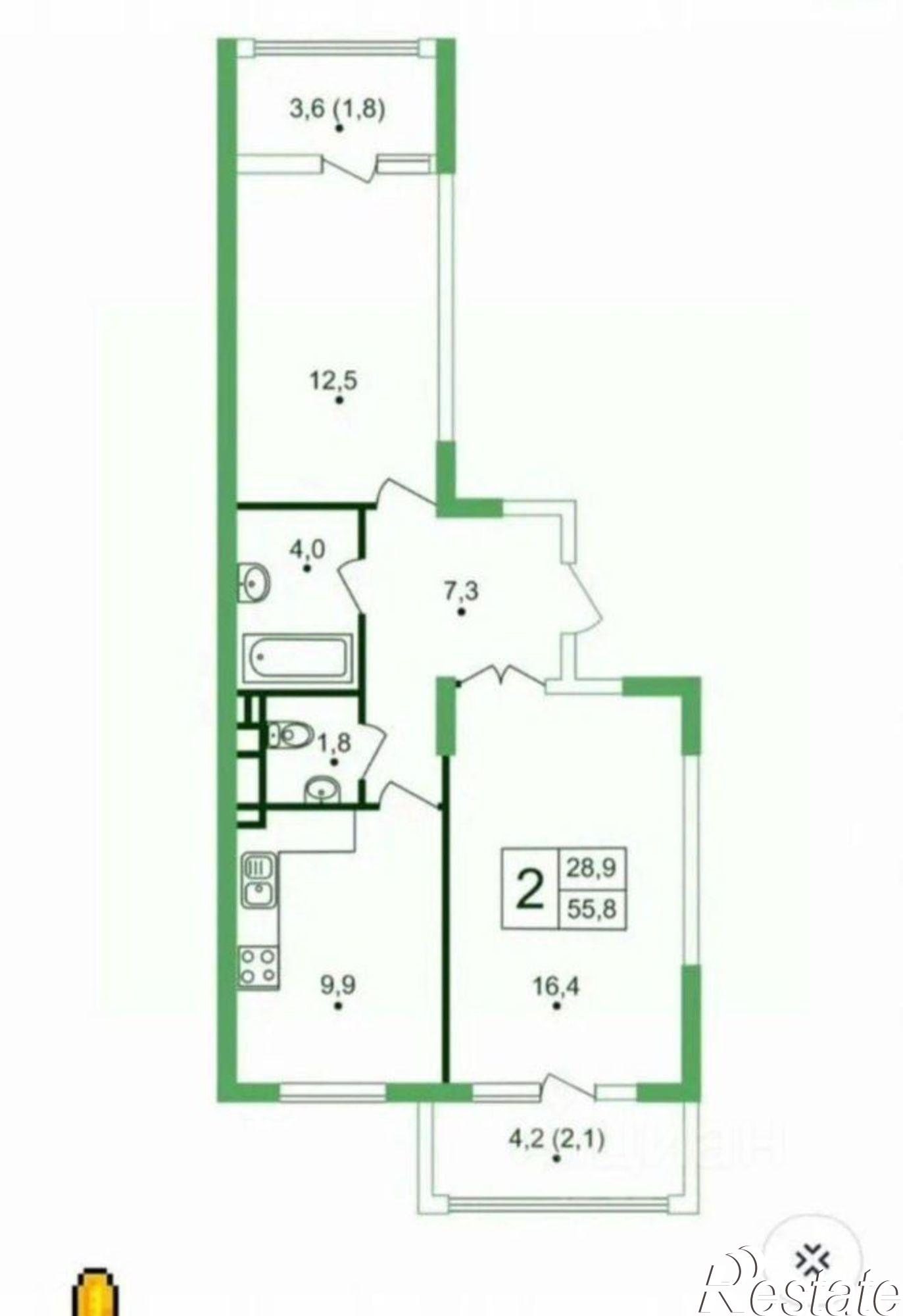 Купить квартиру за 10 350 000 рублей на ул Крымской весны, 9 3