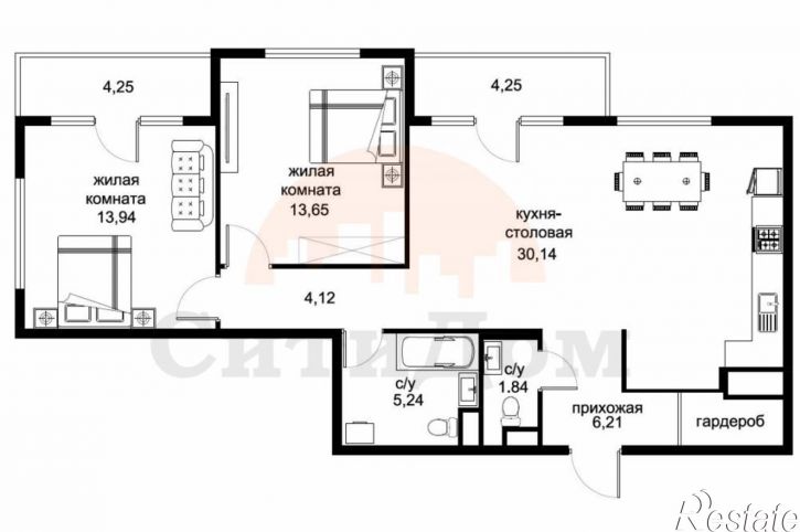 3-комн квартира Заводская ул., 64/1