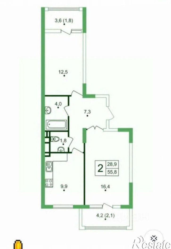 2-комн квартира ул Крымской весны, 9 3,  д. 9 3,  к. 3