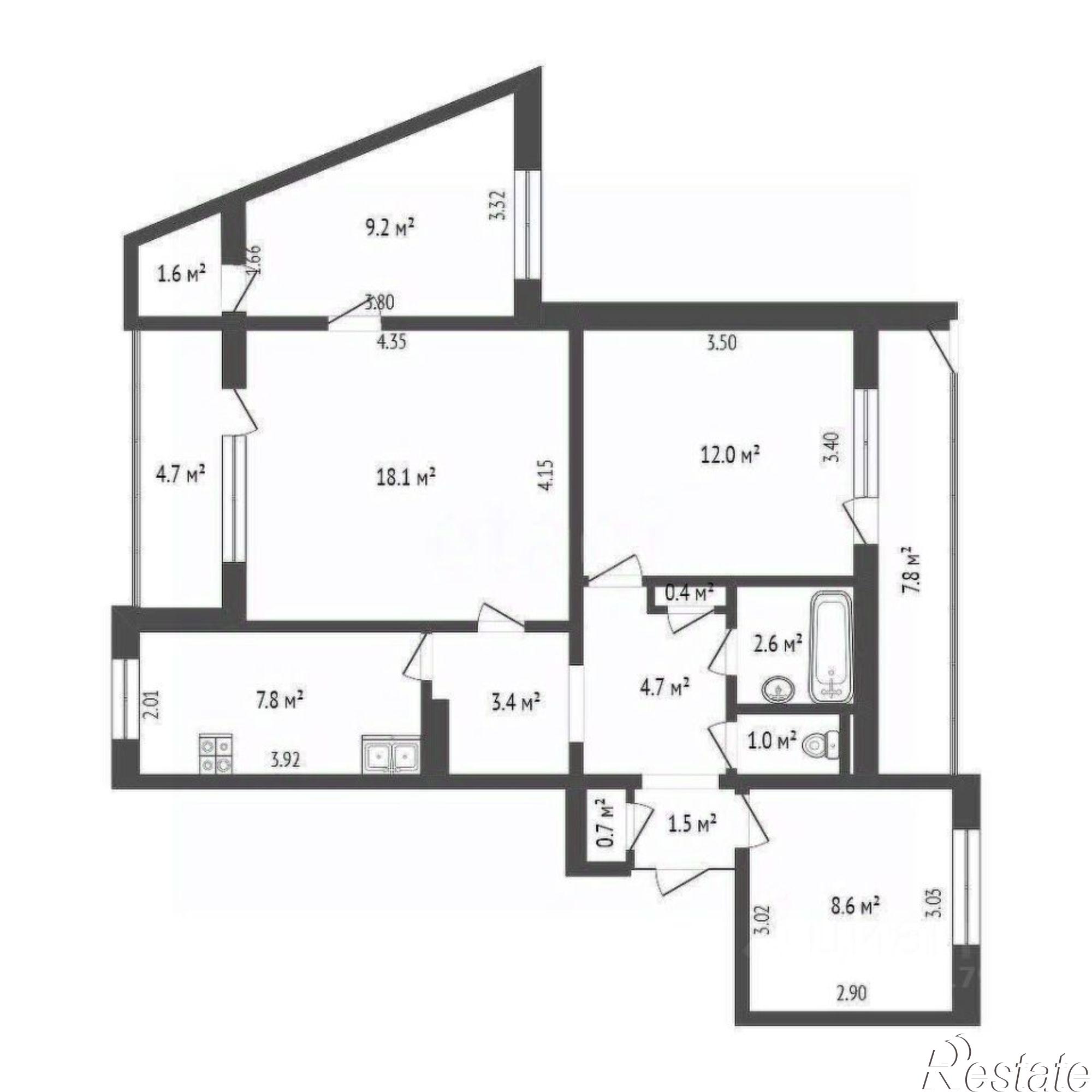 Купить квартиру за 10 700 000 рублей на ул Александра Косарева, 7