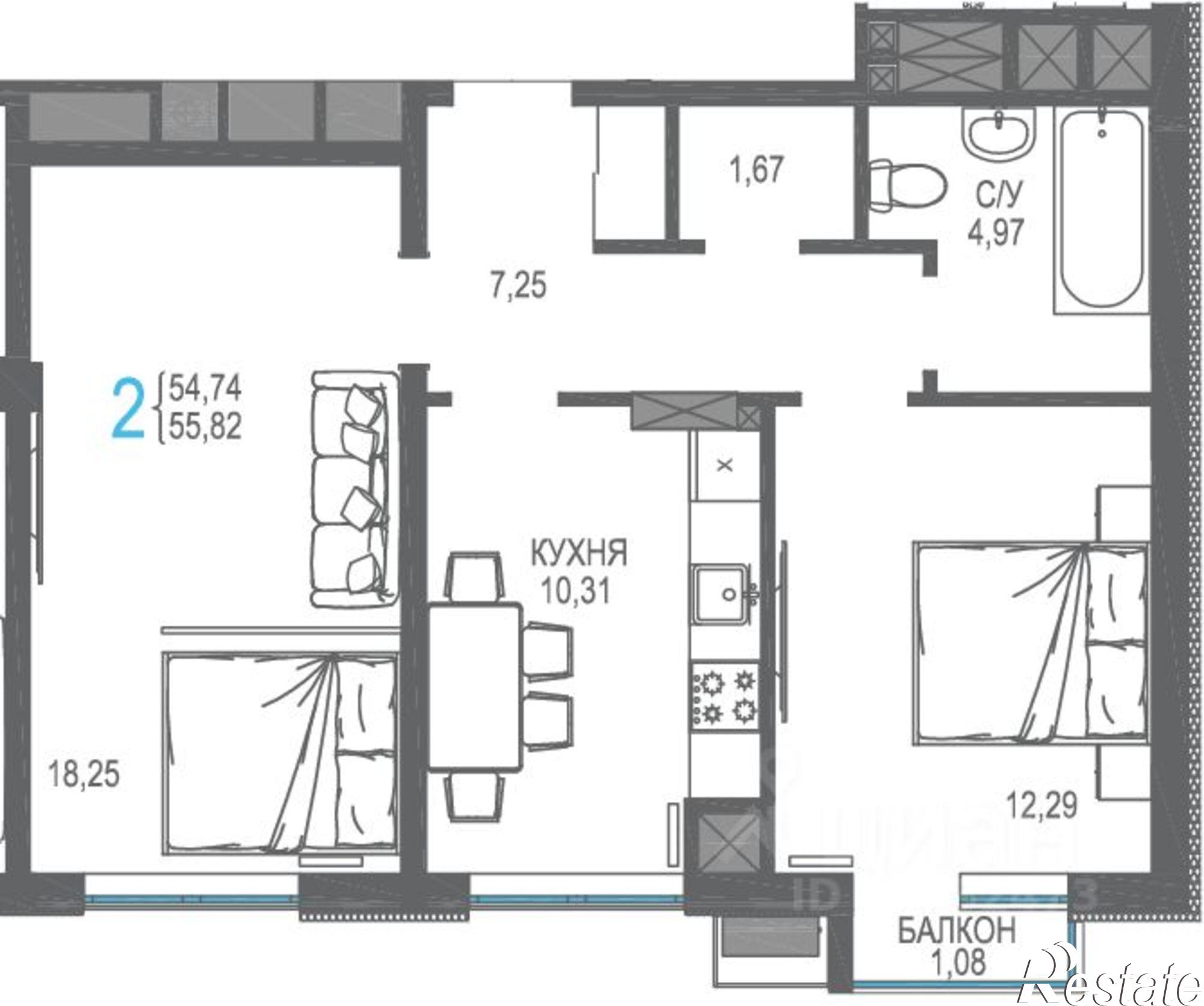 Купить квартиру за 6 111 030 рублей на Симферопольский район