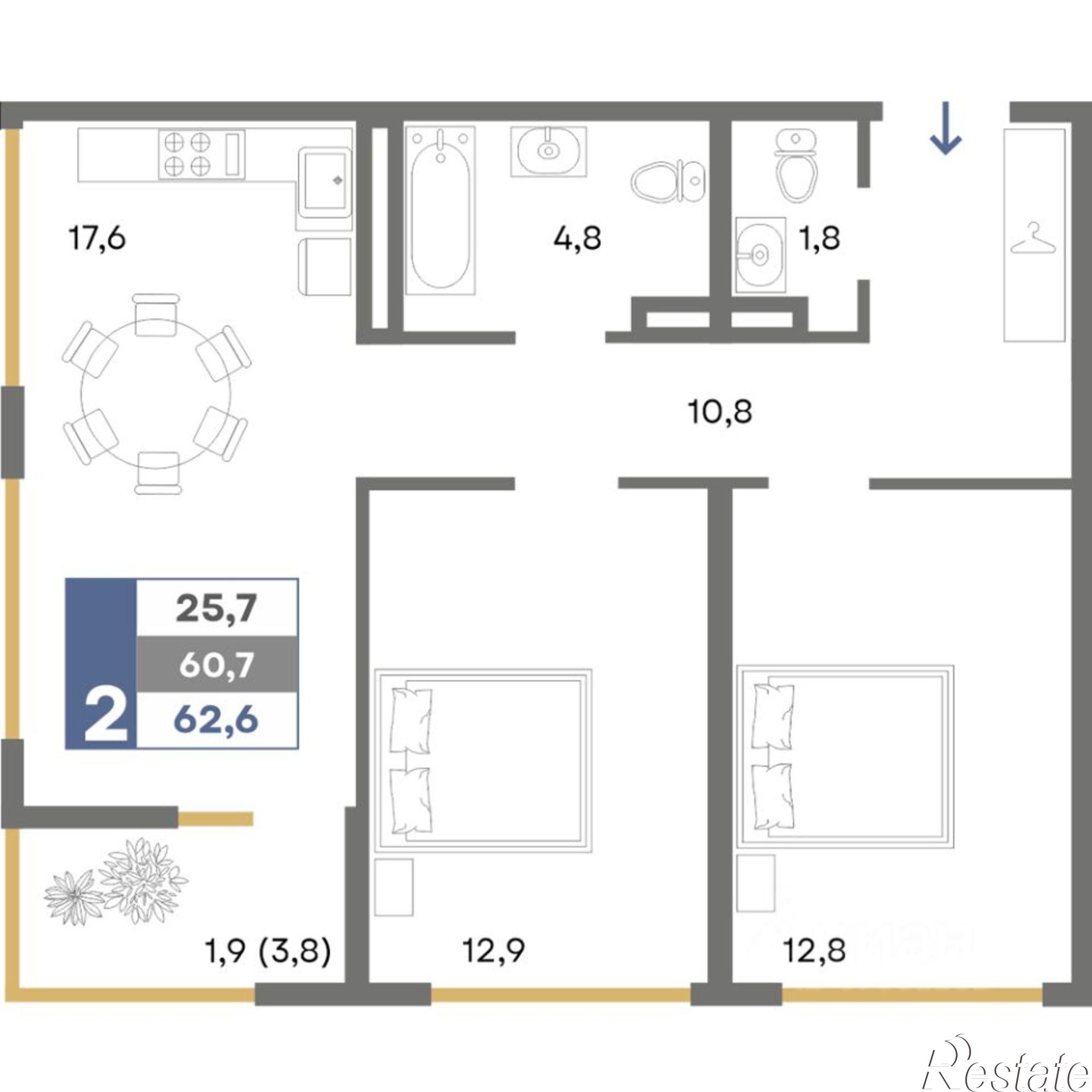 Купить квартиру за 9 139 600 рублей на городской округ Симферополь
