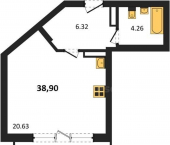 -комн, 38.9 кв м, этаж 4/5 Летчиков улица, д.10