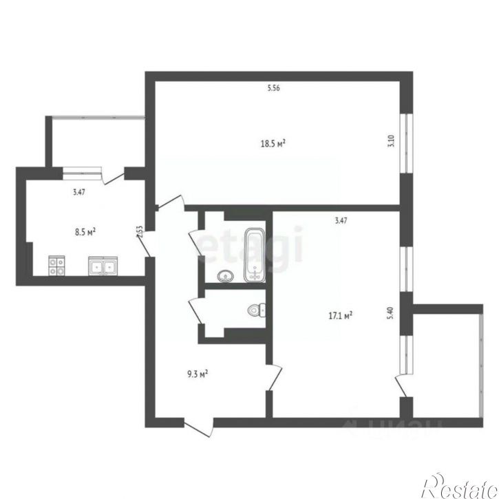 2-комн квартира Ленинский район, Щёлкино