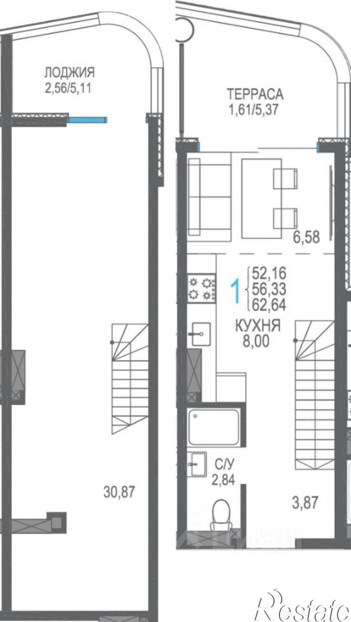 1-комн квартира в новом доме ул Железнодорожная, 49,  д. 49