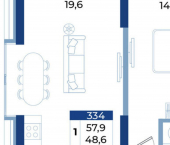 1-комн, 58 кв м, этаж 19/21 ул Октябрьская, 10
