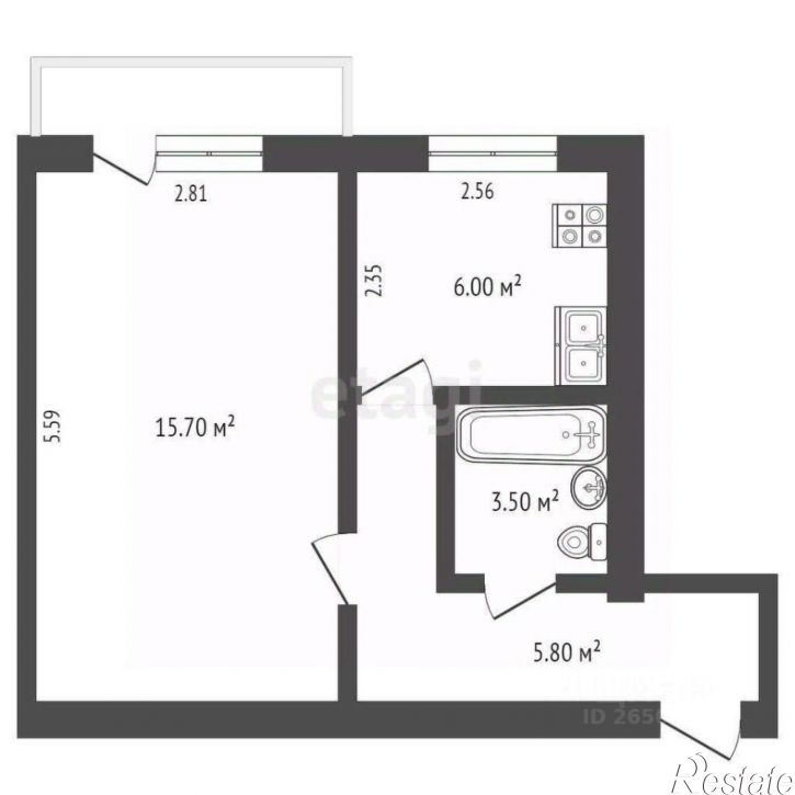 1-комн квартира ул Льва Толстого, 6,  д. 6