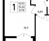 1-комн, 38 кв м, этаж 6/9 Севастополь, Балаклавский муниципальный округ, ЖК Семисчастье
