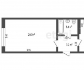 1-комн, 35кв м, этаж 1/5 Ленинский район, Щёлкино, 2-й микрорайон, 57