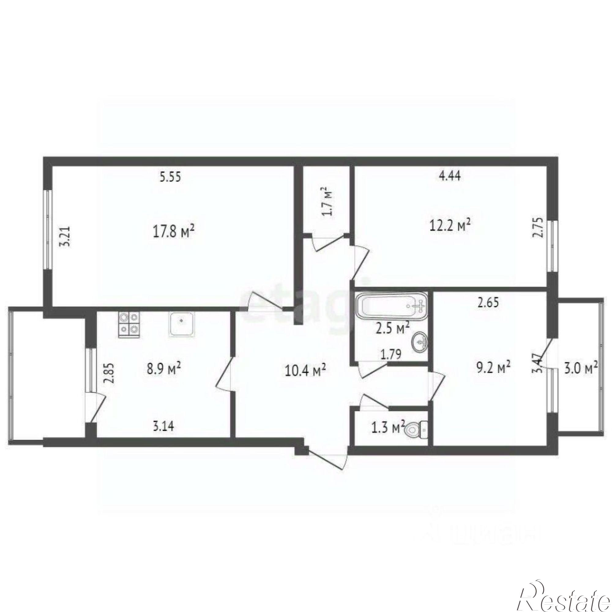 Купить квартиру за 5 400 000 рублей на Евпаторийская улица, 22