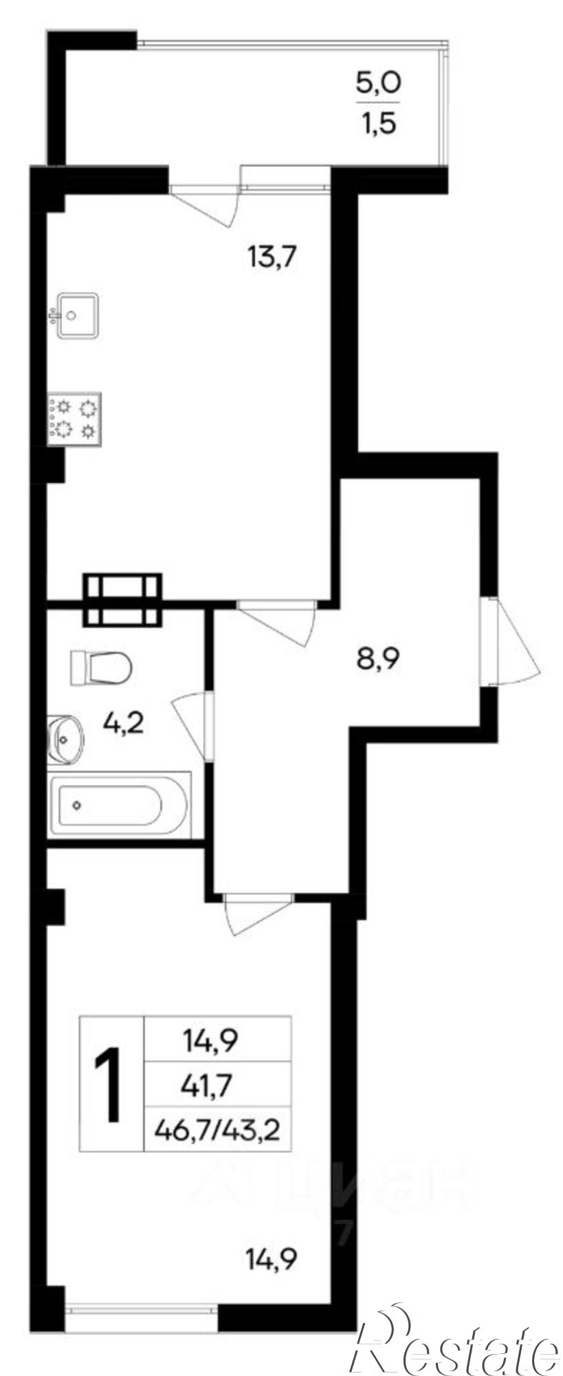 Купить квартиру за 7 705 500 рублей на Симферополь, Киевский район