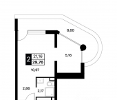 2-комн, 29 кв м, этаж 8/15 Перекопский переулок, 7