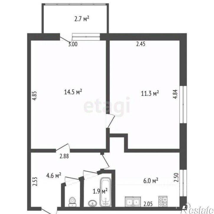 2-комн квартира Строительная улица, 19,  д. 19