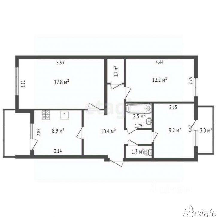 3-комн квартира Евпаторийская улица, 22,  д. 22