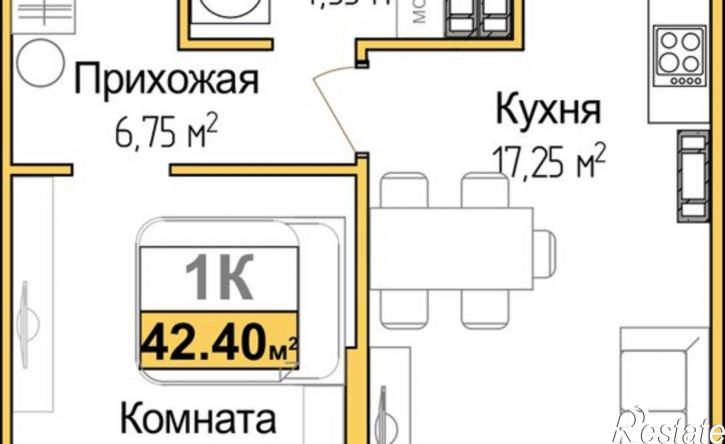 1-комн квартира в новом доме Симферополь, улица Батурина, 121