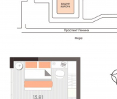 1-комн, 42 кв м, этаж 13/21 проспект Ленина, 60