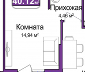1-комн, 38 кв м, этаж 2/9 ул Батурина, 107а