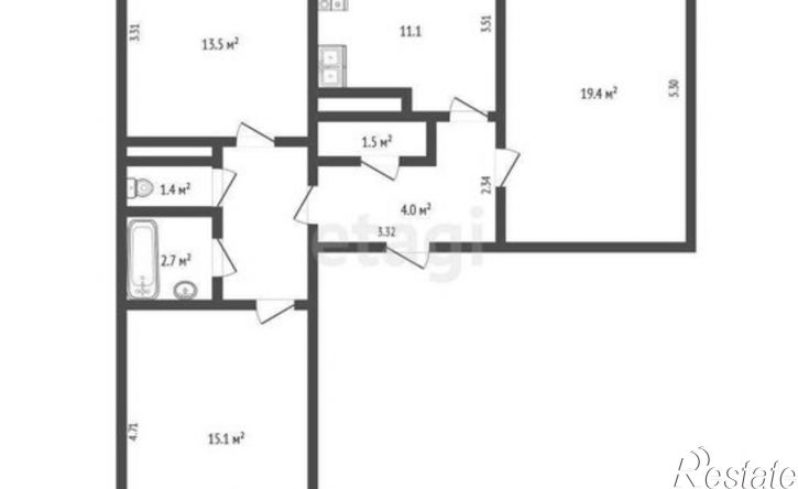 3-комн квартира 2-й микрорайон, 63,  д. 63