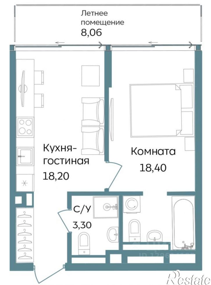 1-комн квартира в новом доме г. Саки, ул. Морская