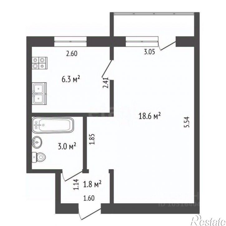 1-комн квартира Новая улица, 5,  д. 5