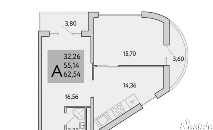 2-комн квартира в новом доме Бахчисарайское шоссе, 14Б,  д. 14Б