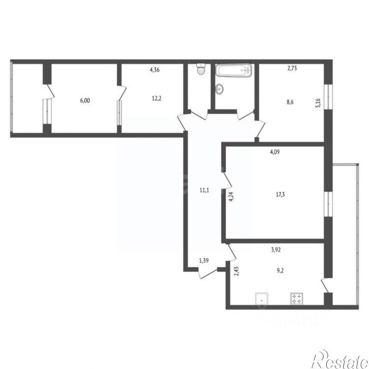 3-комн квартира ул Набережная, 1а,  д. 1а
